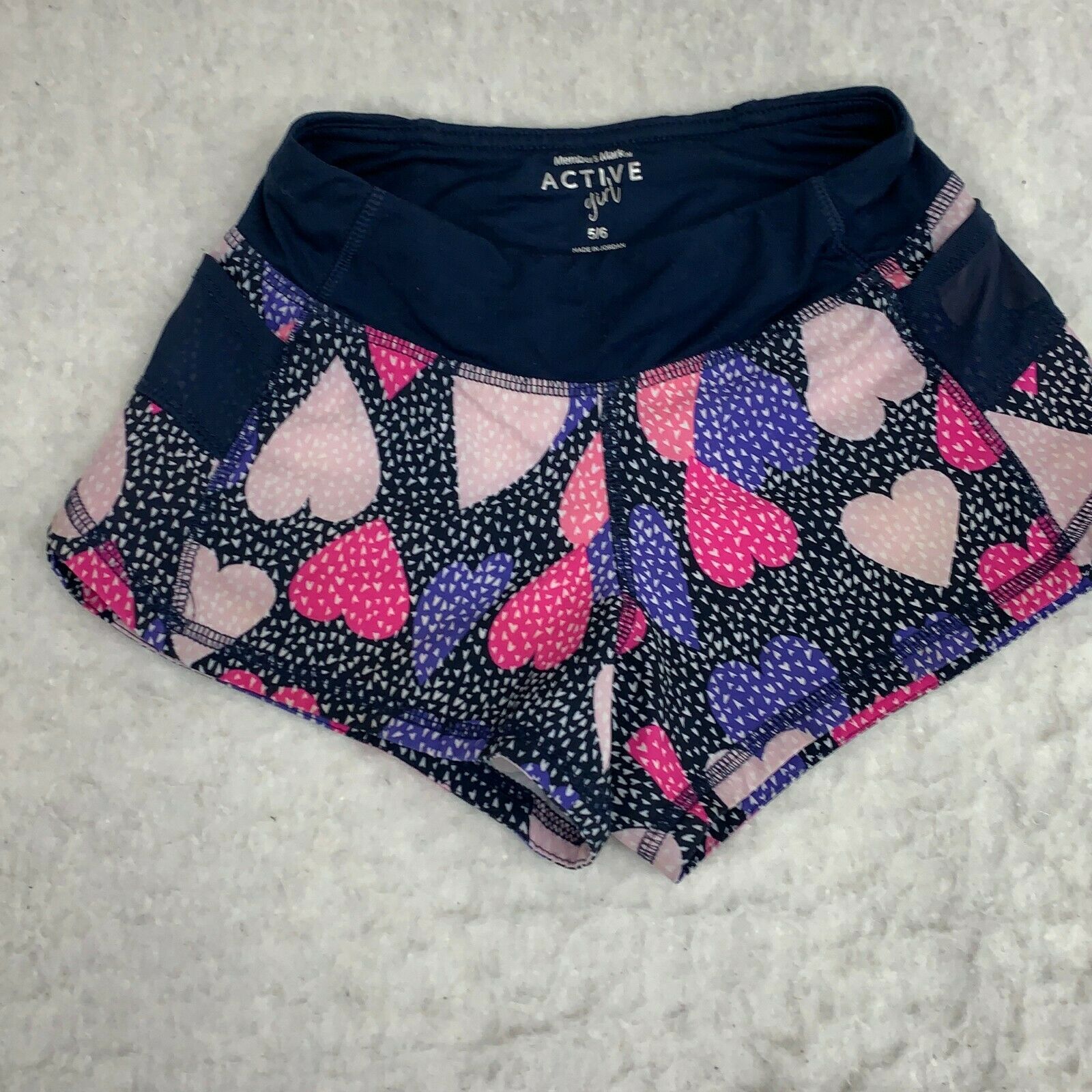 Member's Mark Girls Multicolor Heart Print Regular Fit Athletic Shorts Size 5/6
