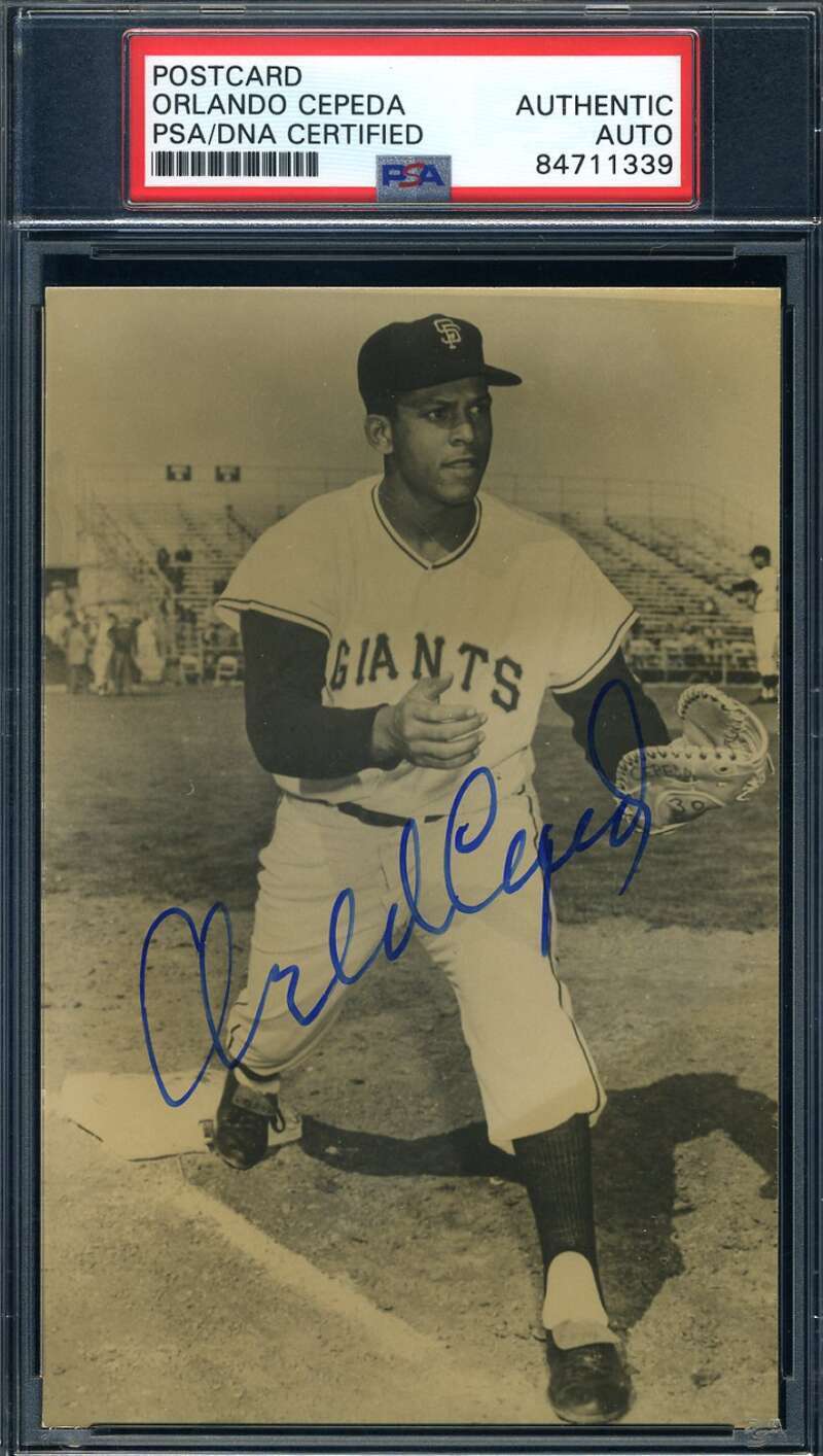 Orlando Cepeda Psa Dna Coa Signed Vintage Photo Postcard San Francisco Giants