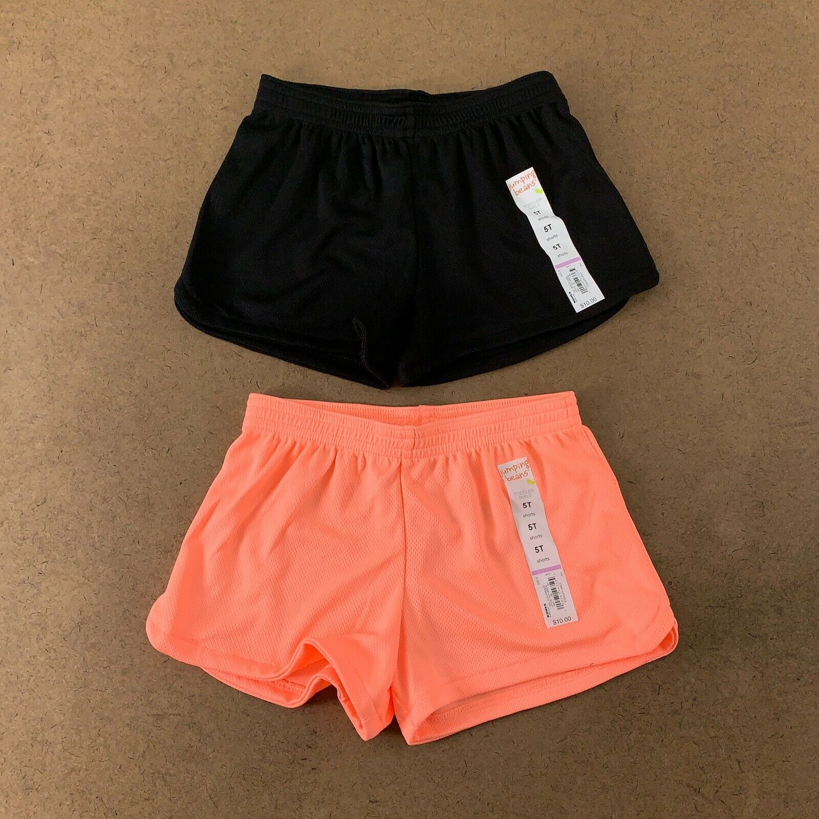 Lot Of 2 Jumping Beans Toddler Girl Size 5t Black/peach Athletic Short Nwt *flaw