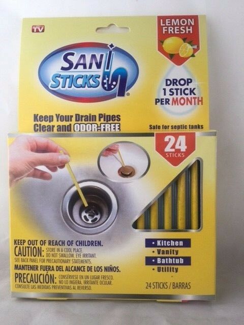Lemon Sani Sticks 24 Pk Keeps Drains And Pipes Clear & Odor Free As Seen On Tv