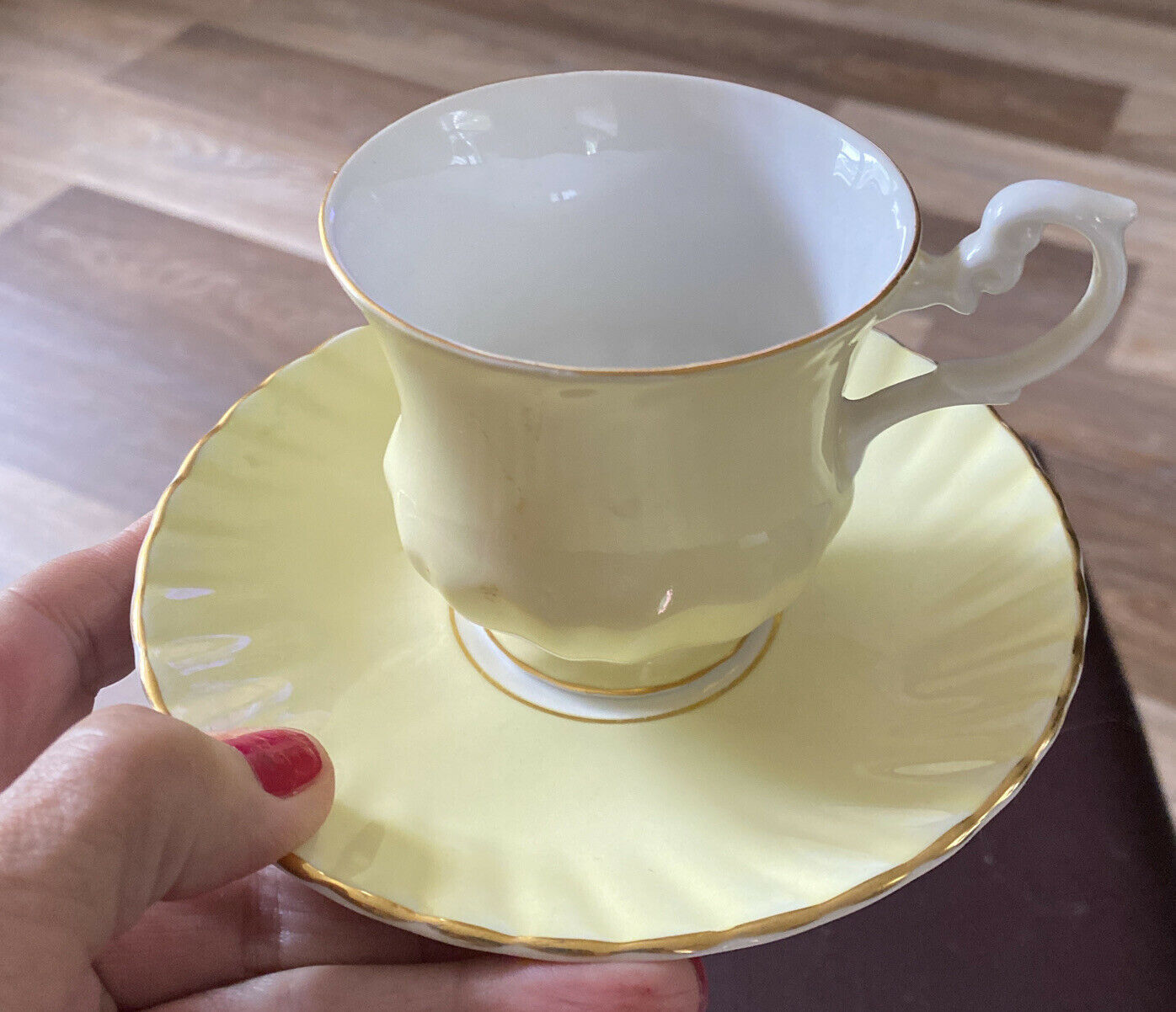 Rosina Bone China Made In England Yellow Tea Cup And Saucer