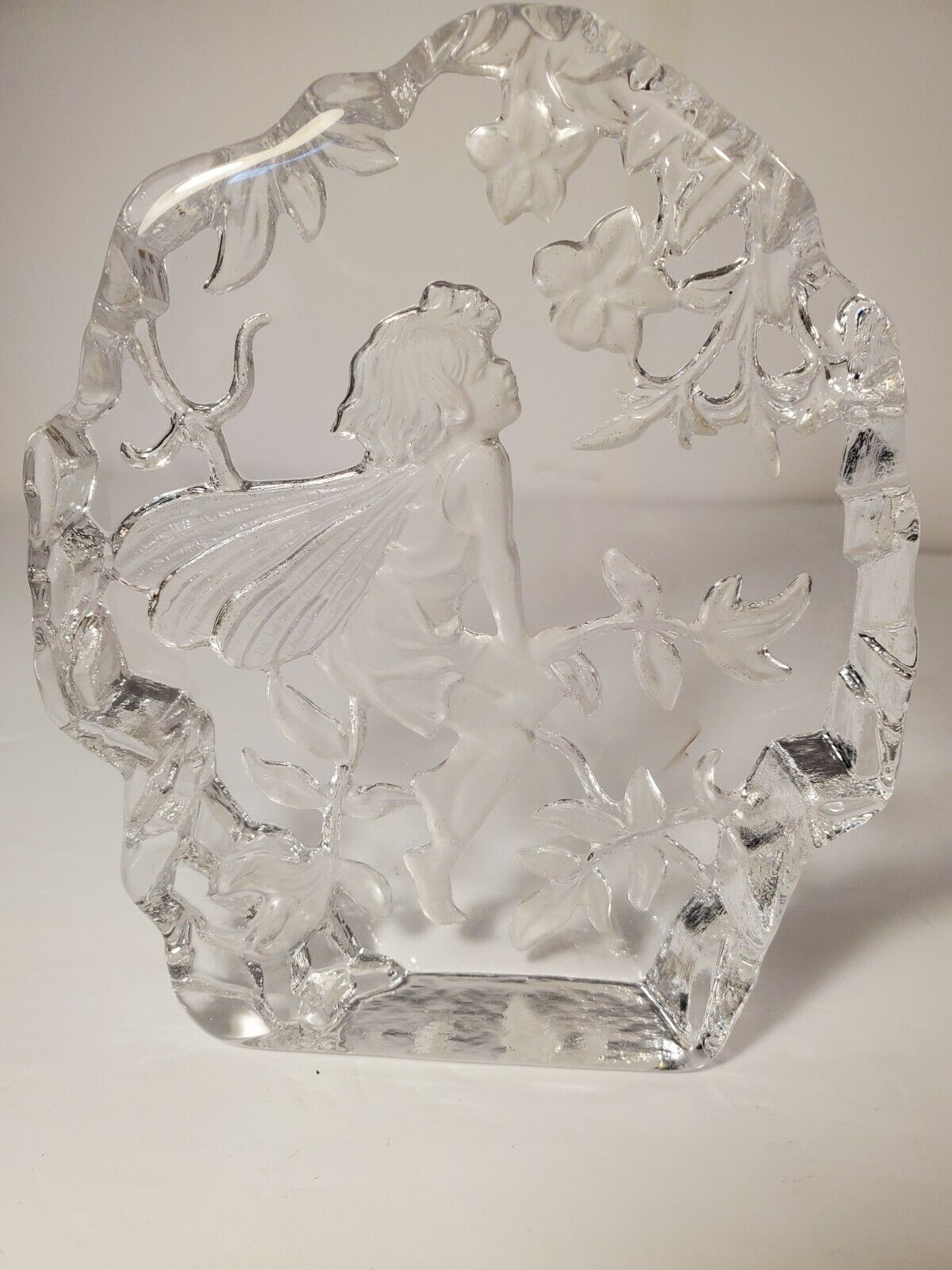 Vintage Fairy Sculpture Figure Glass Block