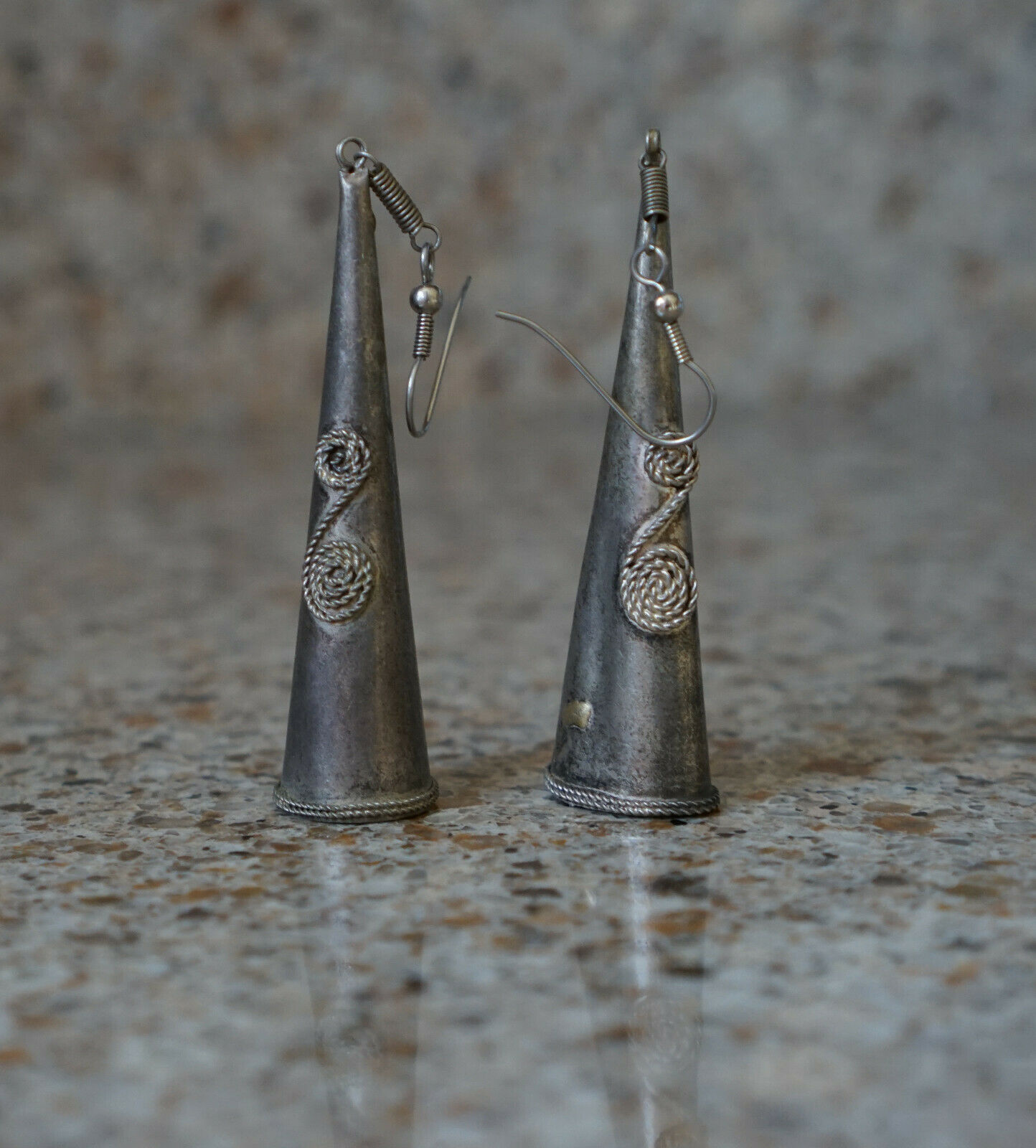 Vintage Metal Hook Earrings - Horns Pointed Hats Novelty Ethnic Drop Spirals