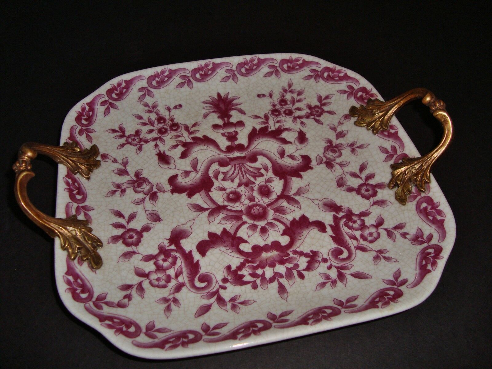 Vintage 9 1/2" Oriental Accent Brass Handled DÉcor Plate