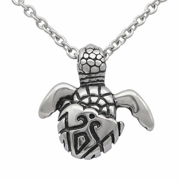 Tribal Tattoo Sea Turtle Pendant Necklace Stainless Steel Jewelry By Controse