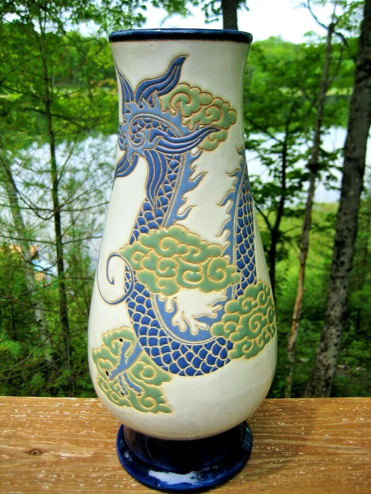 Vintage Asian Dragon Vase 13 1/3 " Tall