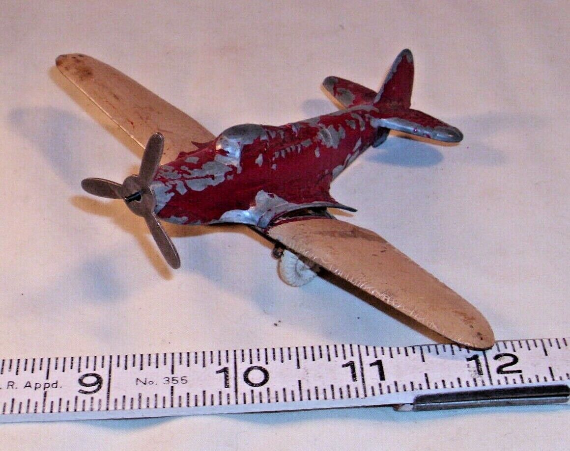 Tootsie Toy U.s. Army P-39 Airacobra Airplane 1940s Slush Cast With Steel Wing